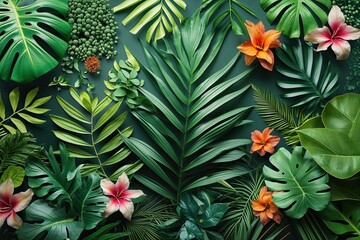 Stylish Tropical Leaf Arrangement with Exotic Green Foliage and Fresh Floral Design