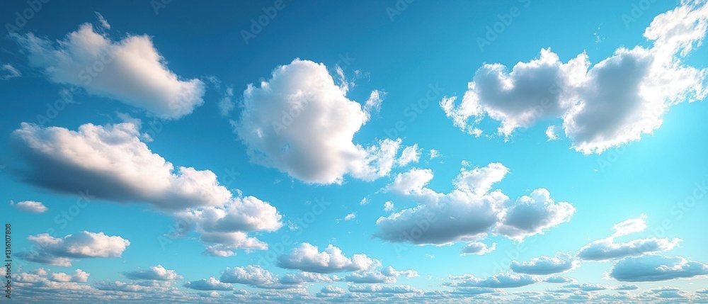 Aufkleber azure expanse with fluffy clouds creating a serene atmosphere and a sense of vastness under the brig