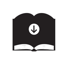 Book Flat Black and White icon Design Minimal on white background	