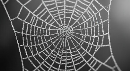 Obraz premium Frozen Spiderweb Glistening in Winter Light Creating Intricate Nature Pattern