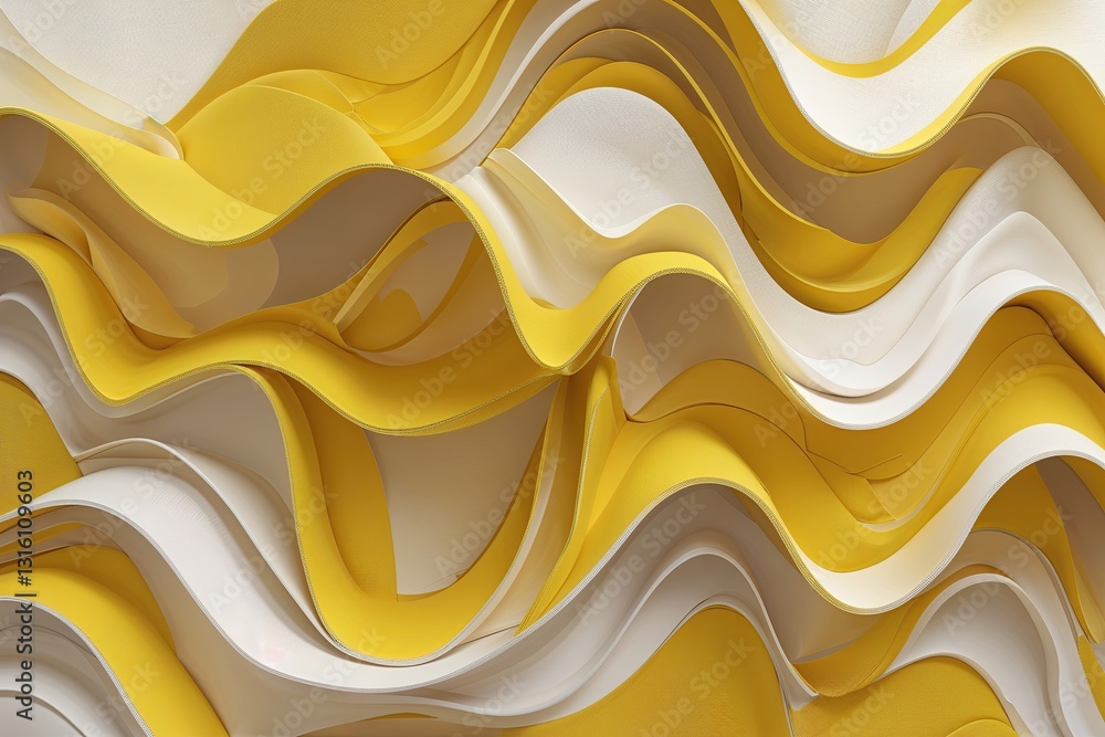 Poster sophisticated yellow canvas featuring chic wavy design and abstract pattern