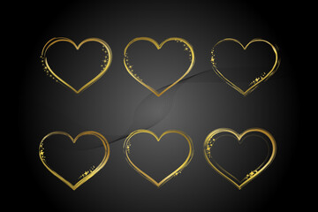 Gold heart frame. Gold heart design with sparkling stars.