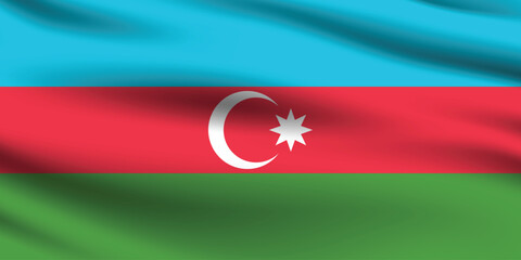 Azerbaijan flag official colors and proportion digital vector illustration. Pleated flag.