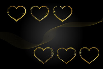 Gold heart frame. Gold heart design with sparkling stars.