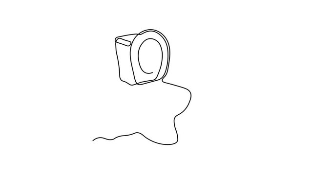 Abstract toilet bowl, WC, Self drawing animation one continuous line draw, logo