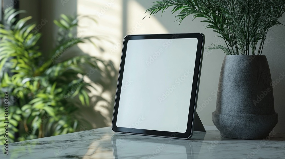 Aufkleber bright sunlight filters through, casting soft shadows on a modern digital display that sits beside e