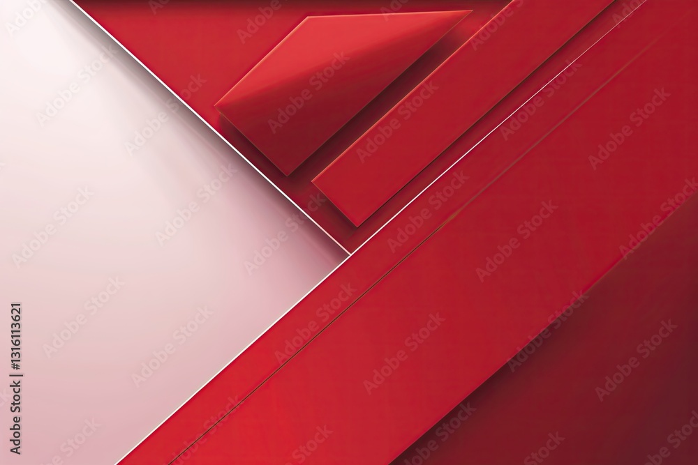 Poster vibrant red abstract geometric background with diagonal lines and smooth gradient effect