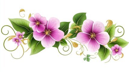 Elegant floral border design, decorative blossoms, artistic arrangement, for design elements