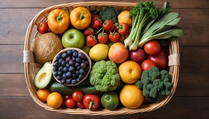 Fresh Organic Produce in Wicker Basket