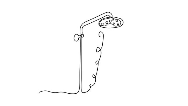 Abstract shower and water, Self drawing animation one continuous line draw, logo