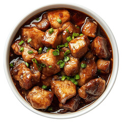 A Bowl of Filipino Adobo Marinated Chicken Isolated on Transparent Background