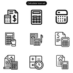 Calculator icon set Accounting calculator icon calculator vector web and app logo design
