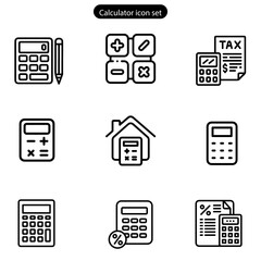 Calculator icon set Accounting calculator icon calculator vector web and app logo design