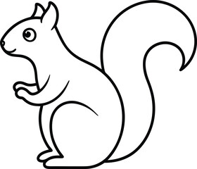 Cute Squirrel Outline Vector – Autumn and Fall Woodland Animal Illustration