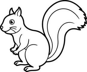 Cute Squirrel Line Art Vector – Autumn and Fall Wildlife Illustration