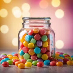 Colorful Candies in Glass Jar