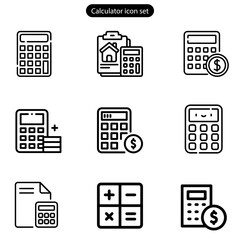 Calculator icon set Accounting calculator icon calculator vector web and app logo design