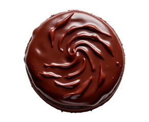 Obraz premium Vista cenital de un pastel de chocolate. PNG.