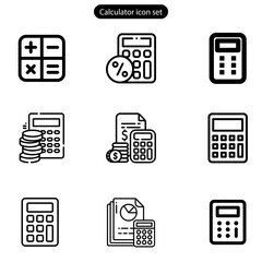 Calculator icon set Accounting calculator icon calculator vector web and app logo design