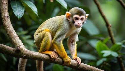 Fototapeta premium Common Squirrel Monkey on a Branch
