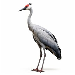 Fototapeta premium Grey Crowned Crane Isolated on White Background