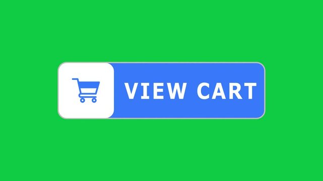 Green screen animation View cart button with pointer, simple animation of cursor icon clicking View cart, Animation of View cart button, View cart button animation