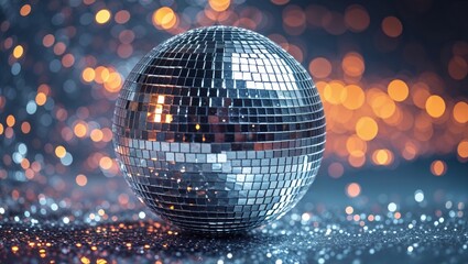 Obraz premium Disco Ball Reflections on a Glittery Background.