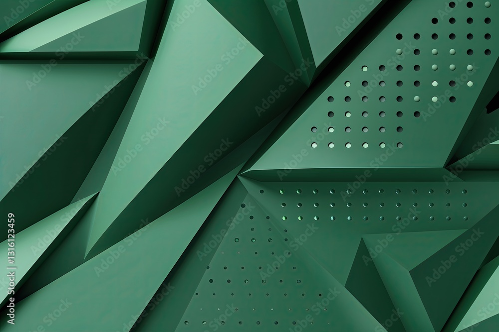Poster modern sleek green triangle pattern with dots for abstract geometric background design