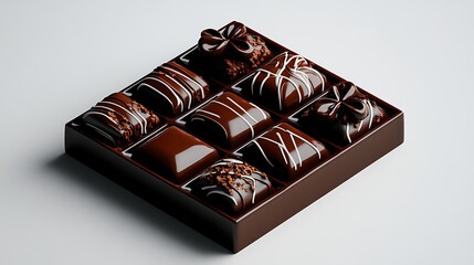 Rich Chocolate Assortment: A 3D Rendered Box of Delectable Treats AI Generated