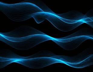 Abstract Blue Waves on Black Background