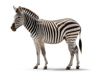 Fototapeta premium Plains Zebra Standing Isolated on White Background