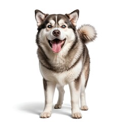 Fototapeta premium Happy Alaskan Malamute Dog Isolated on White