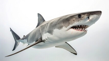 Fototapeta premium white shark in full view on white studio background