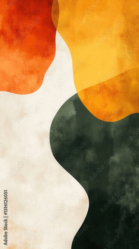 Poster abstract composition with organic shapes in earthy tones creating a modern and artistic background w