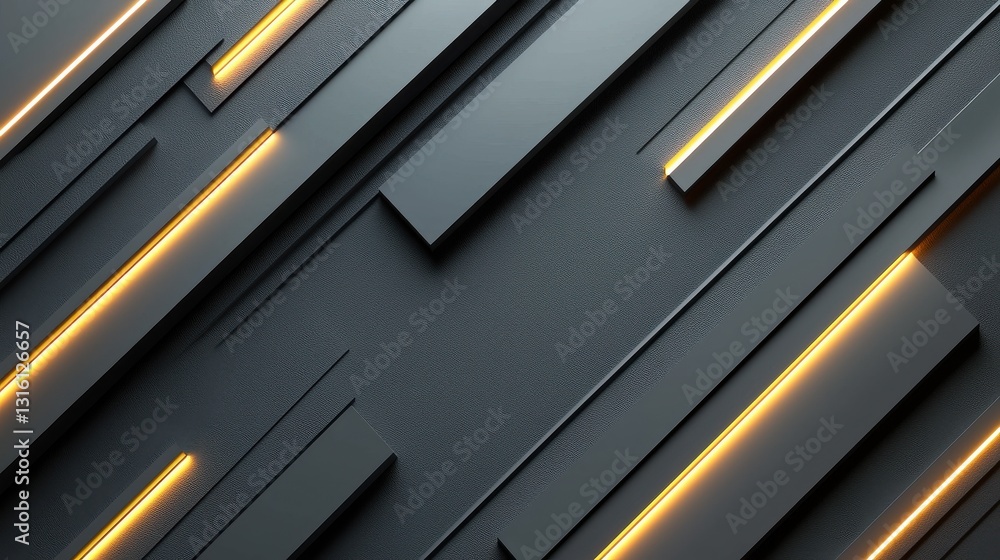 Poster a sleek, modern abstract design featuring black and gold elements, with layered patterns creating de