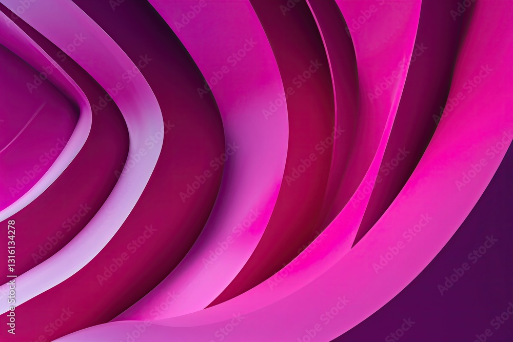 Poster vibrant fuchsia abstract artwork with flowing arc lines and dynamic shading