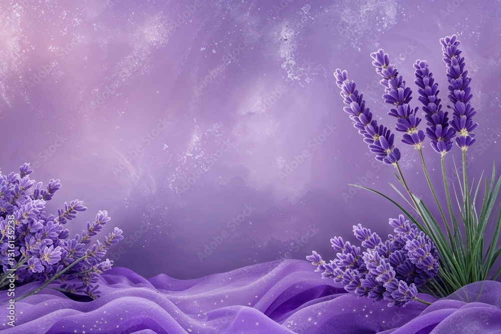 Poster enchanting lavender gradient background design with ethereal texture and playful patterns