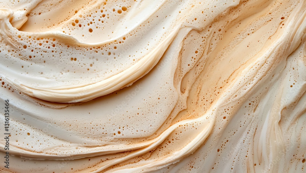 Poster a beige substance with viscous properties creates a spiral design that is abstract in nature