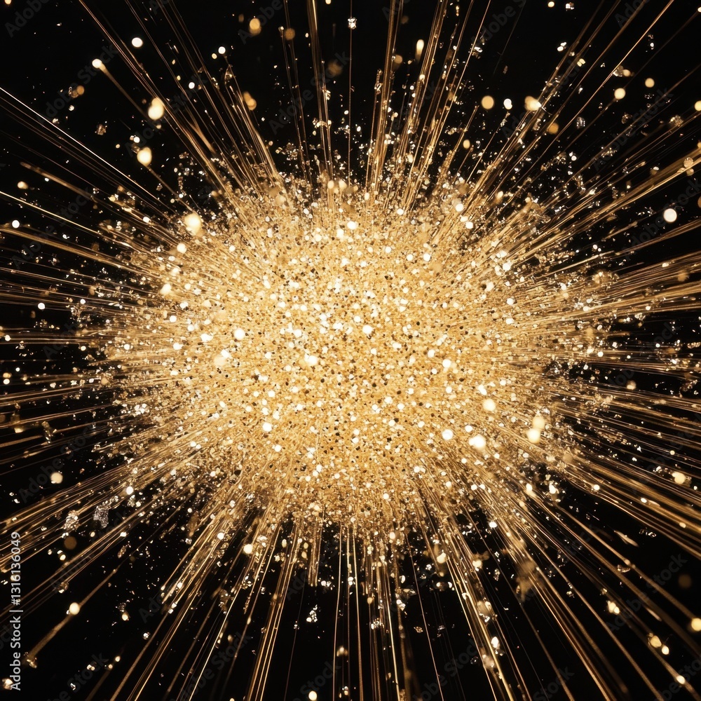 Poster abstract golden explosion of light on black background creating a mesmerizing and dynamic visual eff
