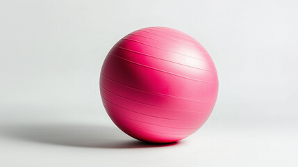 pink workout ball to exercise and meditate in a flat white background