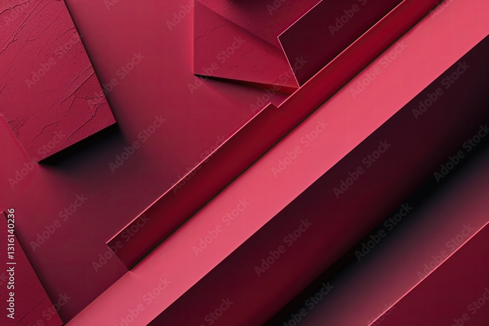 Poster vermilion abstract angular design with slanted lines and gradient shades
