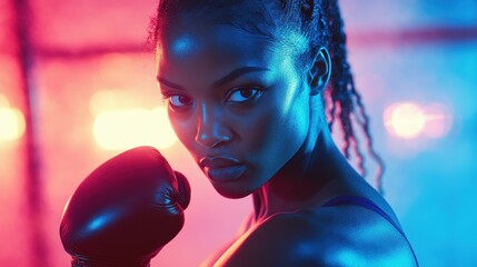 Boxing action urban gym sport portrait dramatic lighting close-up empowerment