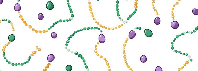 Obraz premium Modern Mardi Gras festival decorations include a Carnival background illustration with isolated Mardi Gras beads border, great for confetti, social media, posts, banners, and print materials