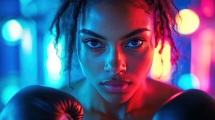 Boxing match action urban gym portrait image vibrant lighting close-up view strength and determination