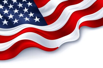 Obraz premium Flowing Stripes and Stars Background: Red, White, and Blue Design