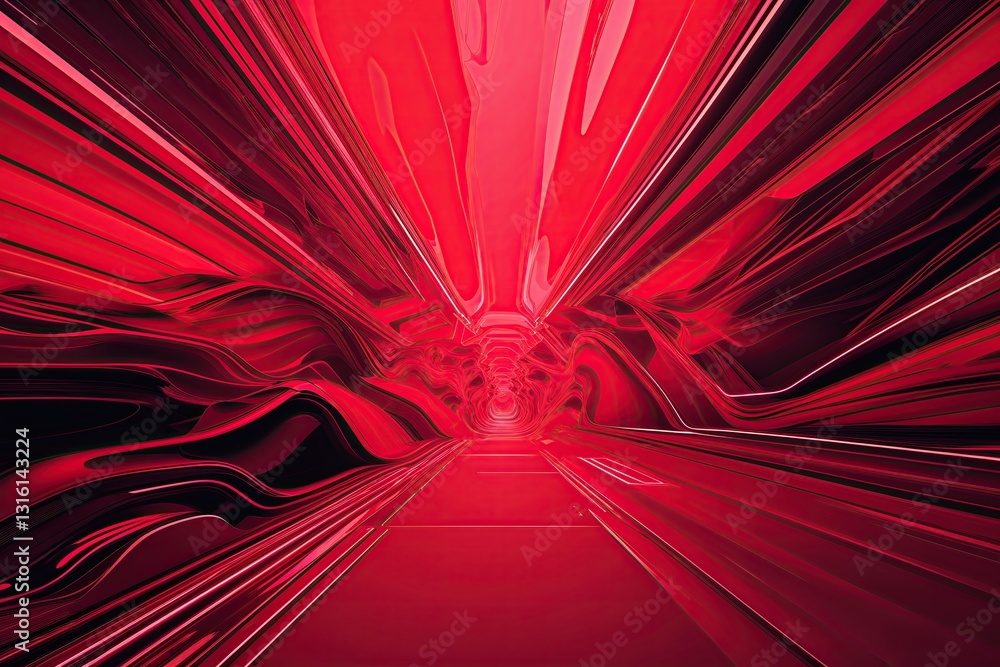 Poster vibrant red background design with dynamic saturated abstract patterns
