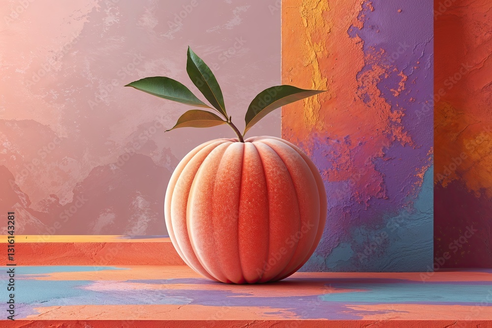 Poster vibrant peach vector art with colorful texture and abstract design