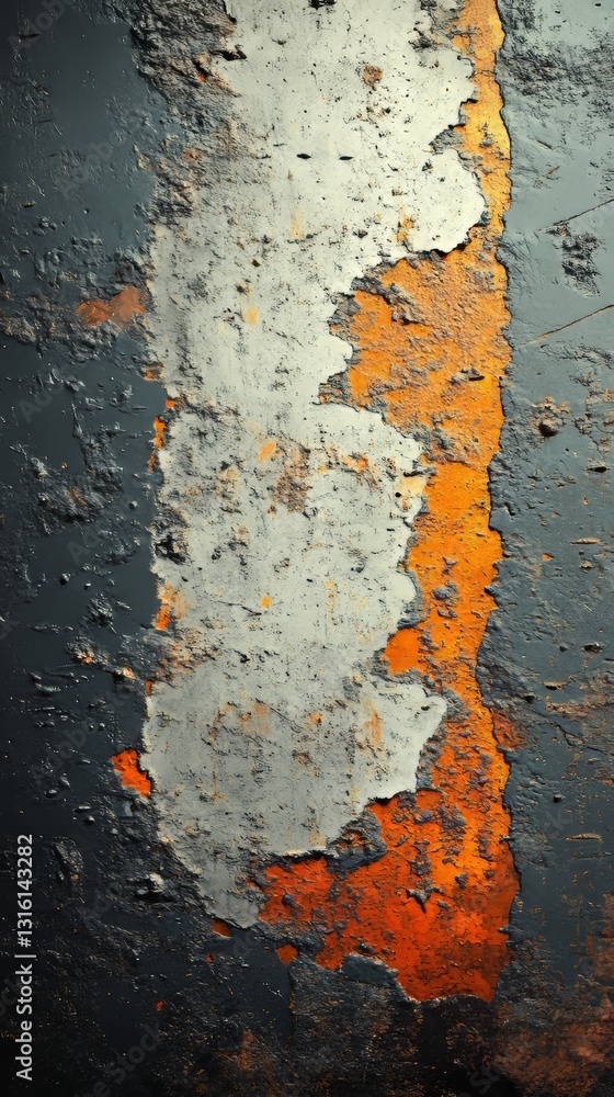 Poster a textured surface is depicted with an abstract background of black and silver paint that is drippin