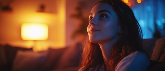 Contemplative moment cozy living room lifestyle photo warm lighting intimate view reflection of thoughts