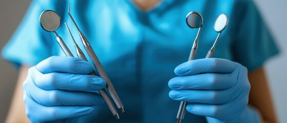 Dental tools in use dental clinic medical equipment clean environment close-up oral health care